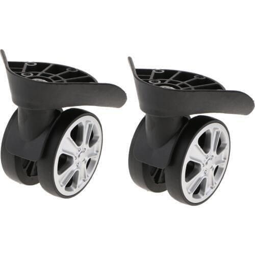 2 Sets Left & Right Luggage Suitcase Wheels Swivel Universal Wheel Replacement Part (Dual Roller Castors) - J-049A Black