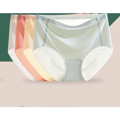5 Pcs/Lot High-End Ladies Ice Silk Underwear Silk Antibacterial Inner Crotch Breathable Soft Comfortable Ladies Seamless Briefs