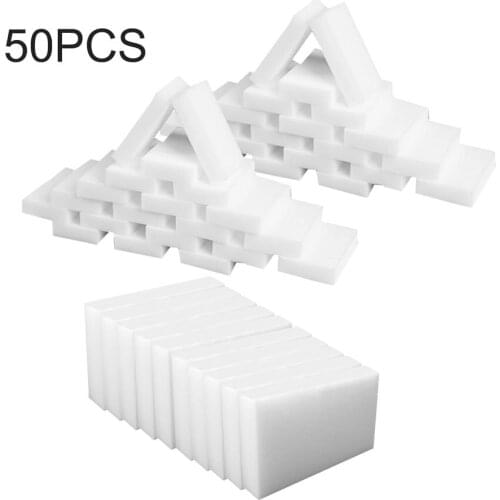 50PCS White Cleaning Sponges Scouring Pads Magic Dishwashing Brushes Decontamination Wiping Sponges Kitchen Cleaning Tools