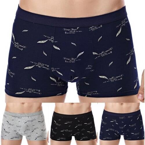 80% HOT SALES!! Men Underwear Floral Print Skin-friendly Cotton Blend U Convex Boxer Briefs for Men