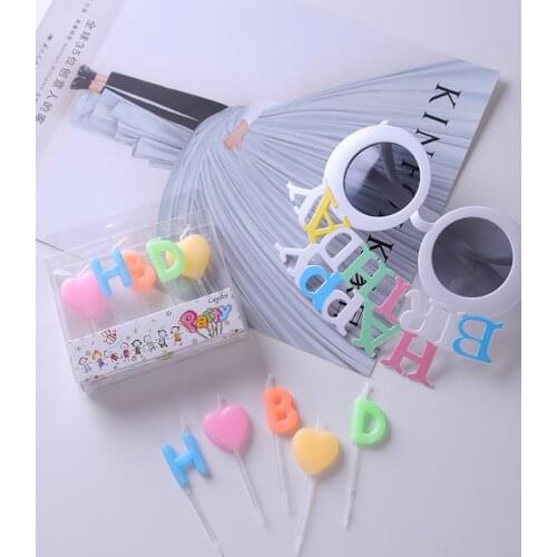 Korean style birthday alphabet candle candy color