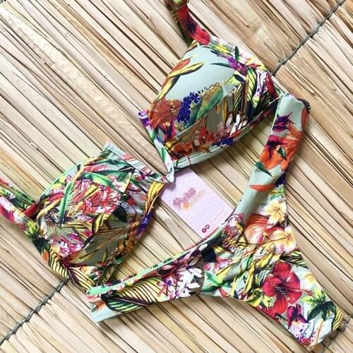 QINJOYER Bikini Sexy Floral Print Swimsuit Women Brazilian Swimwear 2 Pieces Bathing Suits 2021 Swimming Suits for Women