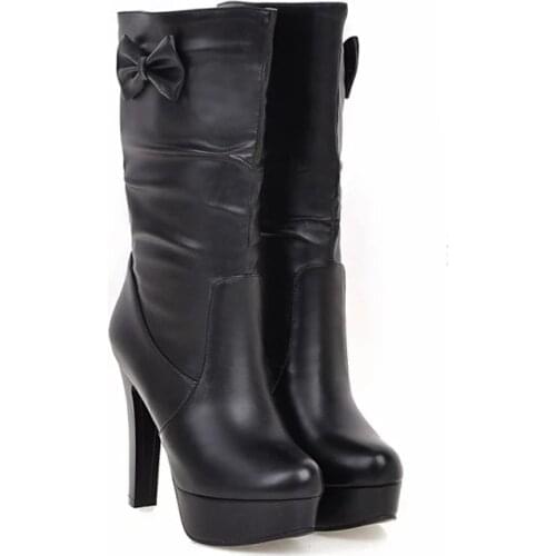 Big Size 9 10 11 12 boots women shoes boots for women ladies boots Bow sleeve leather face