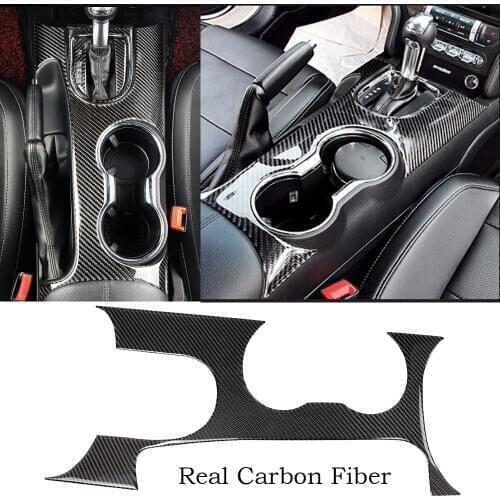 For Ford Mustang 2015-20120 Real Carbon Fiber Gear Shift Water Cup Holder Cover