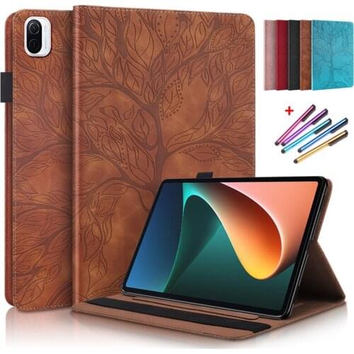 Coque For Xiaomi Mi Pad 5 Pro Case 11 inch Emboss Tree Leather Flip Cover For Funda Mi Pad 5 Mi Pad 5 Pro Case 2021