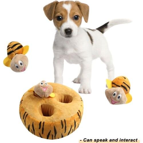 Fleece Dog Squeak Toy Bite Resistant Dog Training Supplies Cute Soft Dog Puzzle Bee Shape Funny Pet Products for Medium Dogs New