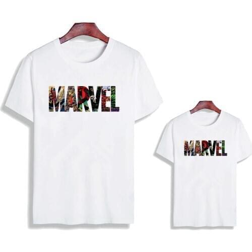 Marvel The Avengers Print T Shirt Adult Unisex Harajuku Kawaii Fashion T-shirt Graphic Cute Cartoon Tshirt Children Top Tees