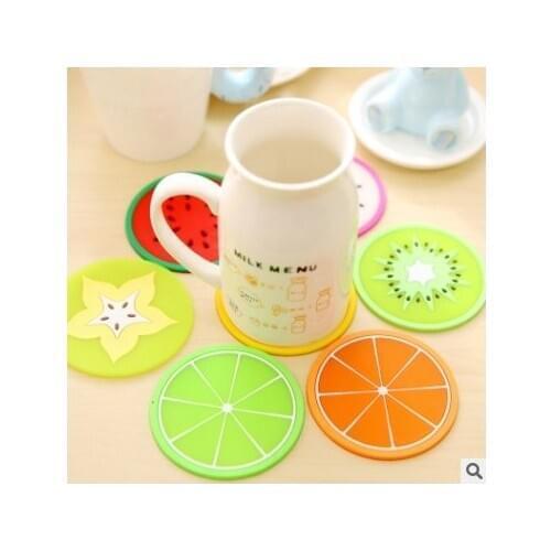Colorful jelly fruit shape coaster silicone cup mat Creative non-slip insulation pad coaster