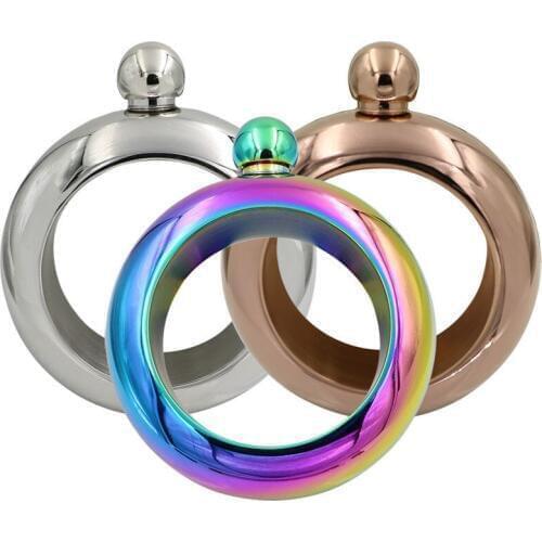 3.5oz Creative Portable Whisky Bottle Bracelet Flagon 304 Stainless steel alcohol Funnel wrist hand ring Electroplate hip flasks