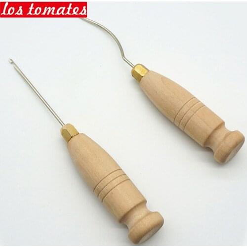 Shoes hook cone looper straight needle diy tool bags tools wooden handle steel Awl Sewing exchange needle Canvas Leather