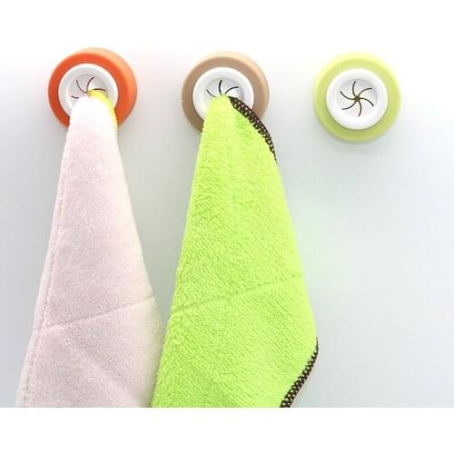 Punch-free Towel Hook Sucker Kitchen Storage Hooks Washing Cloth Hanger Rack Rag Organizer Hook Up for Kitchen Bathroom