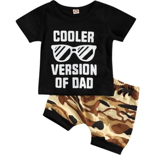 2021Summer,0-3Y Baby Boys Clothes Sets Letter Print Short Sleeve T Shirts Tops Camouflage Shorts