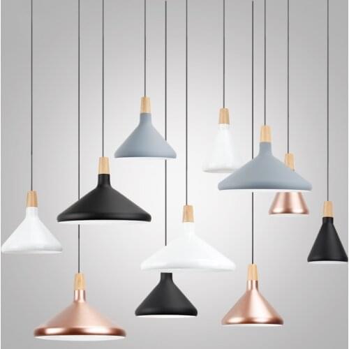 Frosted Aluminum colorful decorative light pink white black home bedroom led pendant light wood handing light