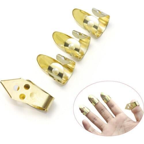 Guitar Pick Set Adjustable Size Metal Finger Picks with Holes Guitarra Accessories Stringed Musical Instrument for Guitar Banjo