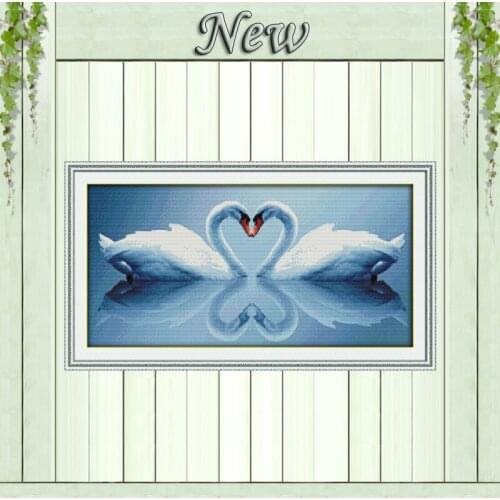 White Swan kiss,Pattern printed on canvas DMC 11CT 14CT Cross Stitch kit,needlework Set all for embroidery,Love Style Home Decor