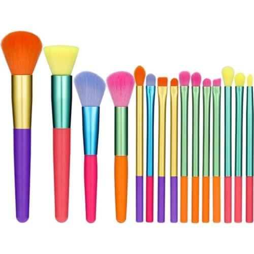15Pcs/set Professional Colourful Makeup Brushes Set For Powder Foundation Eyeshadow Make Up Brush Kit