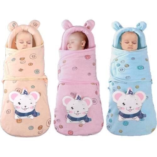 Newborn Blanket Swaddle Cotton Winter Warm Sleeping Bags Baby Stroller Wrap Sleepsacks