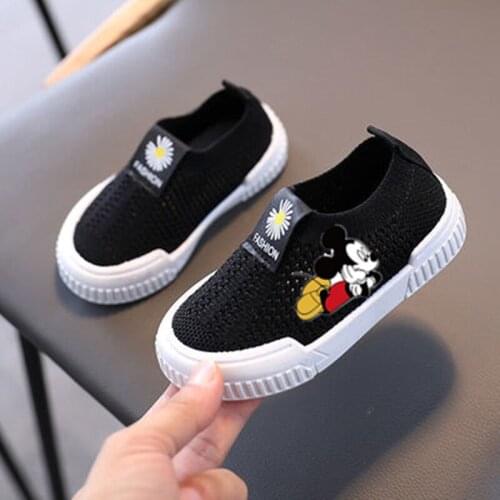 Disney Mickey 2021 new childrens sports net shoes casual net cloth shoes breathable boys single shoes female baby casual shoes