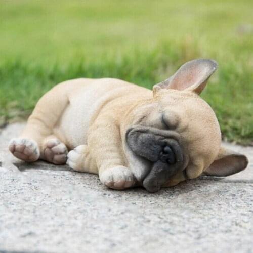 Puppy Resin Statue Decoration Outdoor Dog Sculpture Garden Art Sleepy French Bulldog Puppy Statue Resin Lawn Sculpture