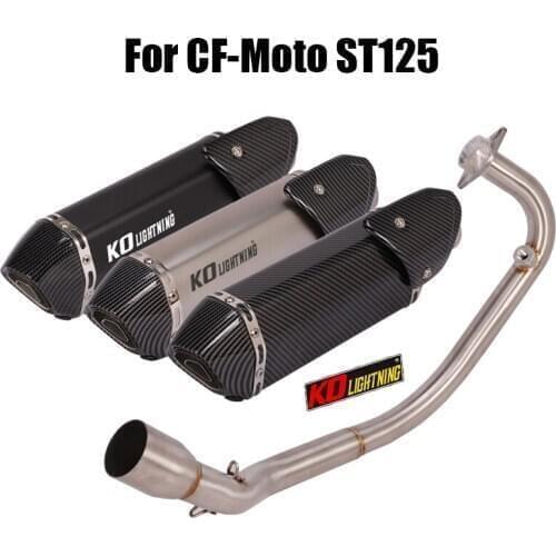 Full Exhaust System Pipe For CF-Moto ST125 Front Header Escape Muffler Pipe DB Killer 51mm Slip On Motorcycle Connect Link Tube