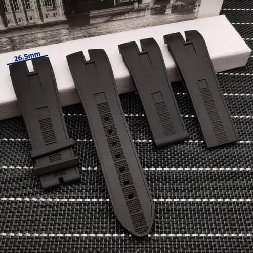 26.5 Black nature rubber silicone watchband watch strap band For Roger Dubuis for EasyDiver series 46mm dial with logo
