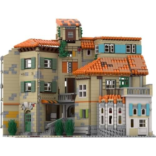 Citys Street Scene Italian Style House Building Blocks Modular Construction Block Italian architecture Model for Children Gift