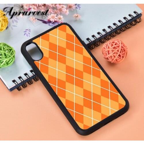Aprarvest Cute Pumpkin Orange Argyle Silicone Rubber Phone Case Cover For iPhone 6 6S 7 8 PLUS X XS XR 11 12 MINI PRO MAX