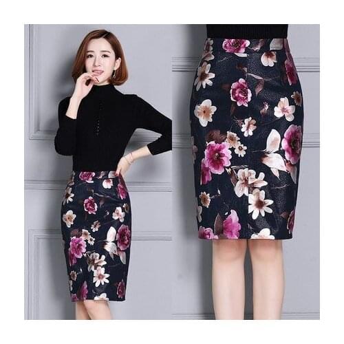 New Leather Skirt Print Sheepskin Skirt K103