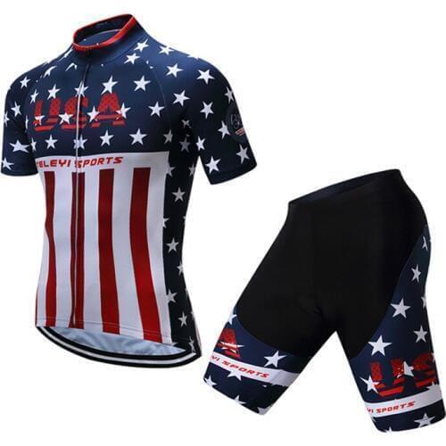 Teleyi Brand Pro Team Racing Sport Cycling Jersey Sets Men USA Style mtb Road Bike Jersey Quick Dry Bicycle Cycling Clothing