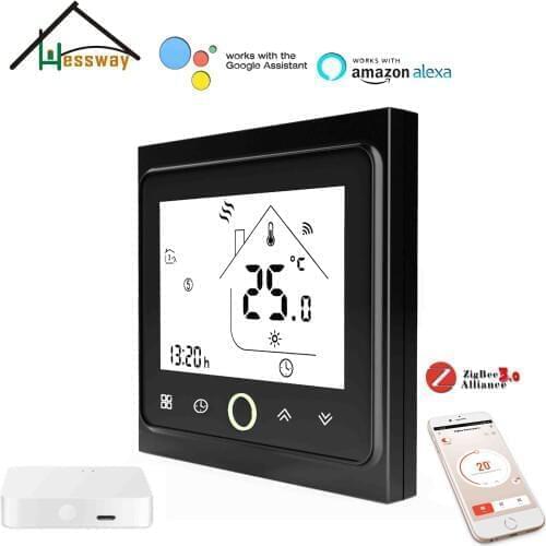 HESSWAY Thermostat Programmable Temperature Controller WIFI for Water/Electric floor Heating Water/Gas Boiler By ZigBee Gateway