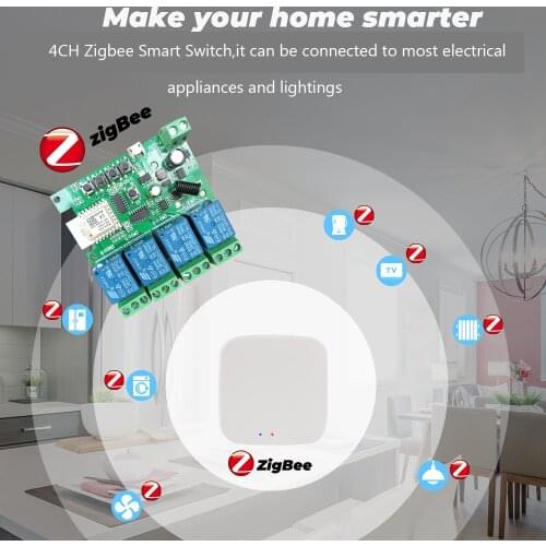 Zigbee Ewelink Tuya WiFi Smart Switch Led Light Smart Life Push Module Supports 1/2/4 CH APP Voice Relay Timer Google Home Alexa