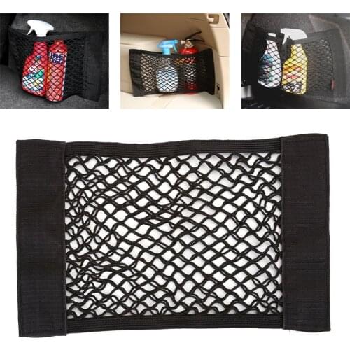 Universal Car Storage Net Cargo Velcro Wall Sticker Organizer Pouch Bag Mesh Trunk Bottle Extinguisher Goods Fixing Holder