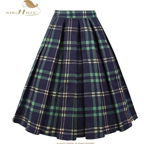 New Arrival Summer Plaid Skirt with Pockets SS0012 High Waist Cotton Vintage Retro harajuku Skirts Womens 2021 falda