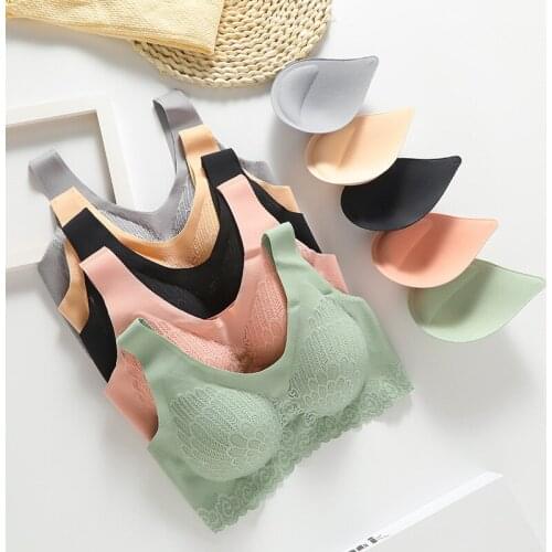 Plus Size Bras For Women Seamless Bra With Pads Bralette Push Up Brassiere Bra Vest 2pcs