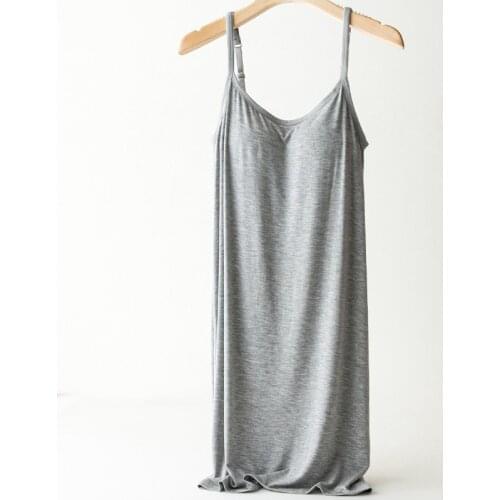 AECU Women Padded Nightgowns Modal Nightdress Plue Size Sleepwear Adjustable Strap Nightdress Pajamas Ladies Lingerie Underwear