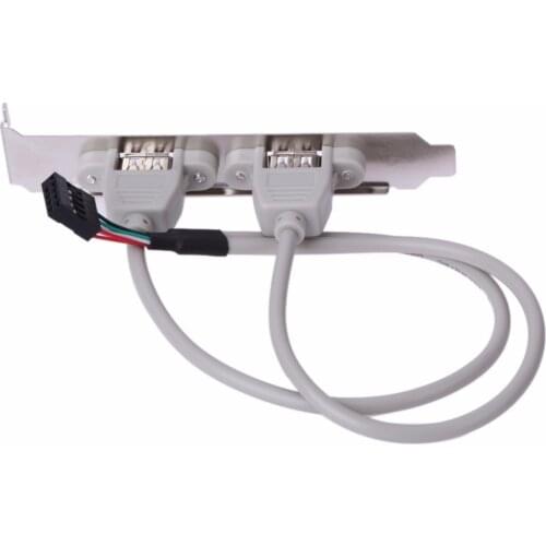 1pcs new 2 Ports Motherboard USB 2.0 Connector Cable Adapter Rear Panel Bracket 9 Inch High quaility