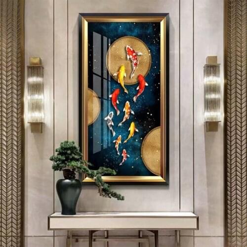 5D Diamond Painting Nine Fish Figure Nordic Style Living Room Corridor Mosaic Light Luxury Entrance Diamond EmbroideryZP-4421