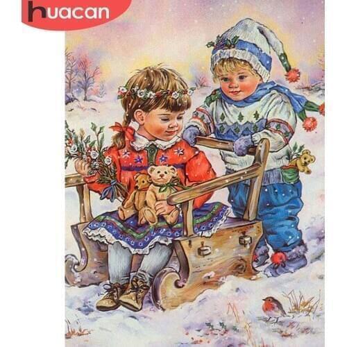 HUACAN Diamond Mosaic Child Picture Of Rhinestone Diamond Embroidery Portrait 5d Diamond Painting Full Square/Round Decor Home