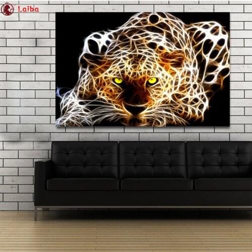 Diamond painting Abstract animal art, black gold lion cross stitch diamond embroidery mosaic room Decor