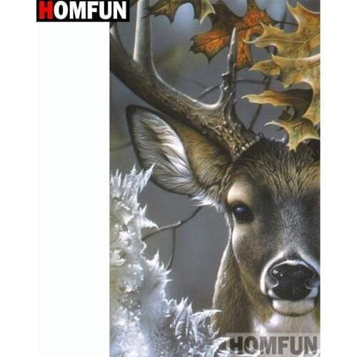 HOMFUN Full Drill Diamond Painting "Animal deer" DIY Picture Of Rhinestone 5D Diamond Embroidery Cross Stitch Decor A14348