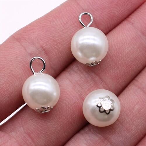 20pcs 14mm 12mm 10mm 8mm Imitation Pearls Beads Pendants DIY Jewelry Findings For Bracelet Making Earring Making