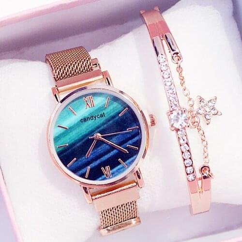 Luxury Magnet Buckle Women Rose Gold Water Drill Bracelet Watch Set Ladies Female Hour Casual Quartz Wristwatches Reloj Mujer