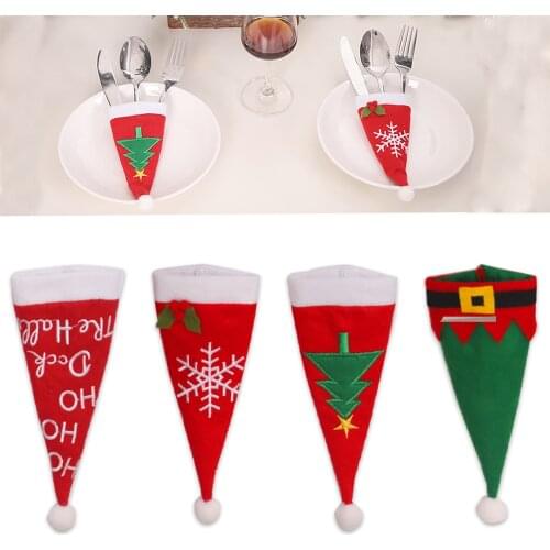 Christmas Tree Snowflake Elf Tableware Cover Bag Household Recyclable Cutlery Pouch Chopsticks Spoon Bag Cloth Storage Bag