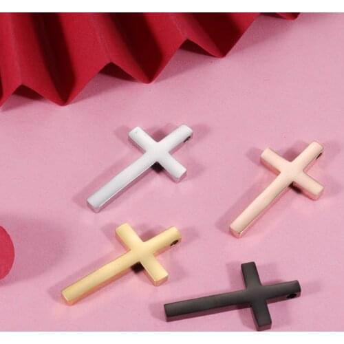 DIY fashion hip hop Necklace lettering Pendant jewelry making 30pcs 17*31mm 2021 new mirror stainless steel cross accessories