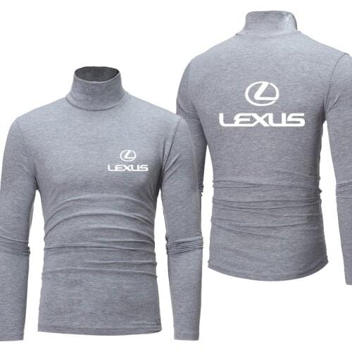 Autumn Winter Casual Tee Shirt Homme Lexus car logo print Long Sleeve Slim T-Shirts Fashion high quality high-Neck sports Mens