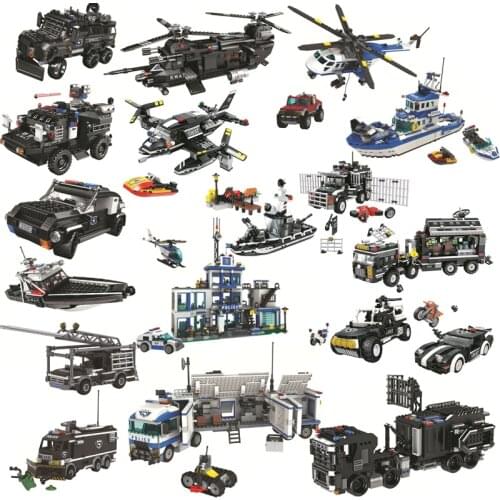 City Sky police SWAT Station vehicles MODEL set Helicopter Bike Patrol Car Mobile Command Center building blocks MOC bricks toys