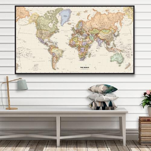 The World Map 150x100cm Non-woven Canvas Painting Vintage Wall Art Poster Living Room Home Decoration School Supplies