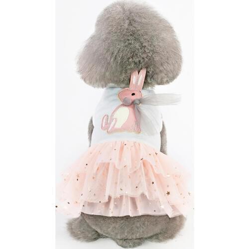 Summer Cute Star Sequin Dog Dress Dog Clothes Cozy Cotton Rabbit Tshirt Pet Cat Sundress Princess Party Small Dog Puppy Skirt