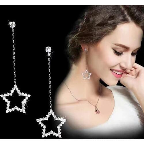 2017 Hot Trendy Star Pendant Drop Earrings Long Earrings For Women Sweet Dangle Earrings Jewelry For Female Party Gift AE227