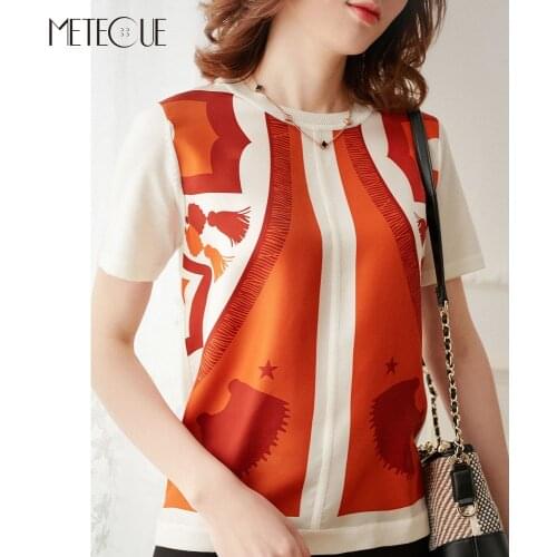 Женские шелковые футболки Metecue China At AliExpress